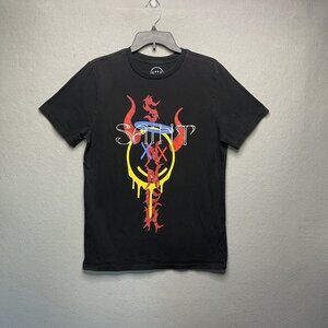 CVLA Saint Black Graphic Tee Shirt Devil Smiley Face Mens L Designed In LA